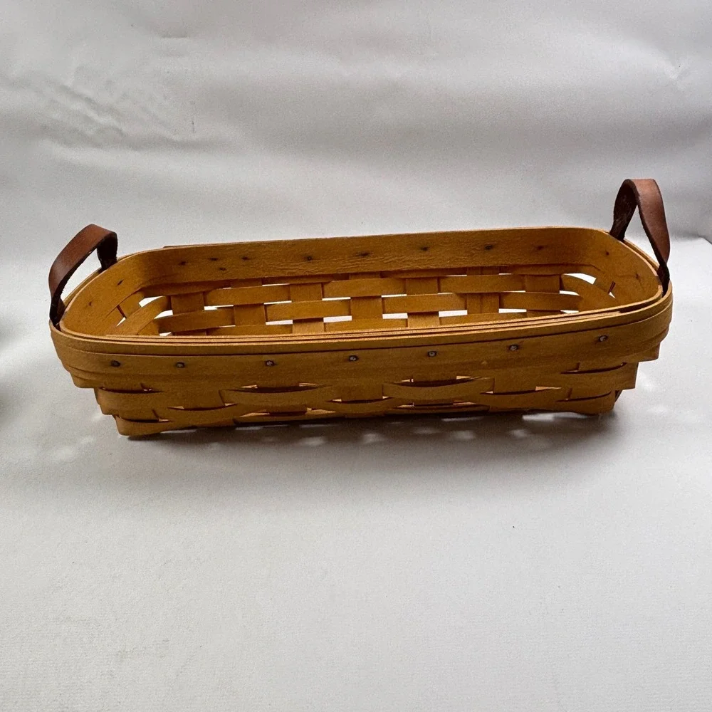 Vintage Longaberger Flower Pot Basket Set 3 Pots Wood Stand Riser Herb Planters